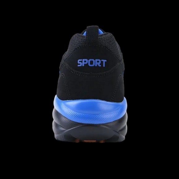 NWOT Men's US 6.5 Casual Fashion Sport Tennis Shoes, Black & Blue - Picture 7 of 9